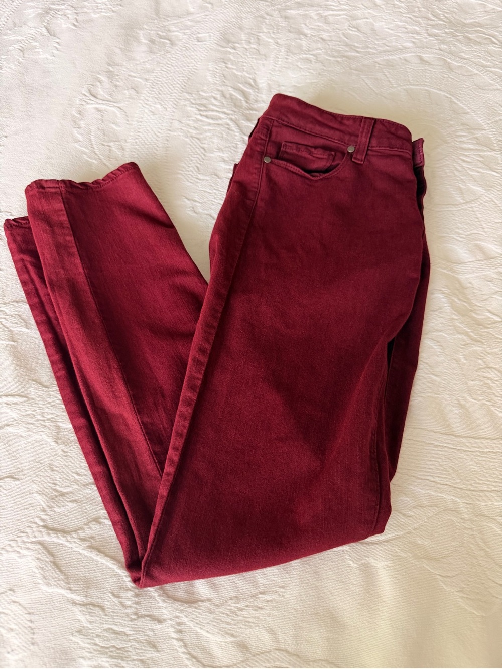 PAIGE Premium Denim Size 28 Burgundy Low Rise Slim Straight Stretch Jeans